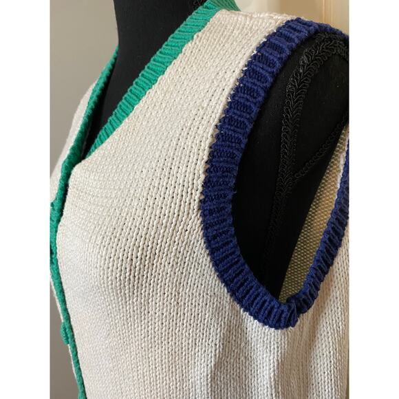 Vintage Eagles Eye Sweater Vest Womens M Knit Ramie Daisy‎ - Picture 4 of 10